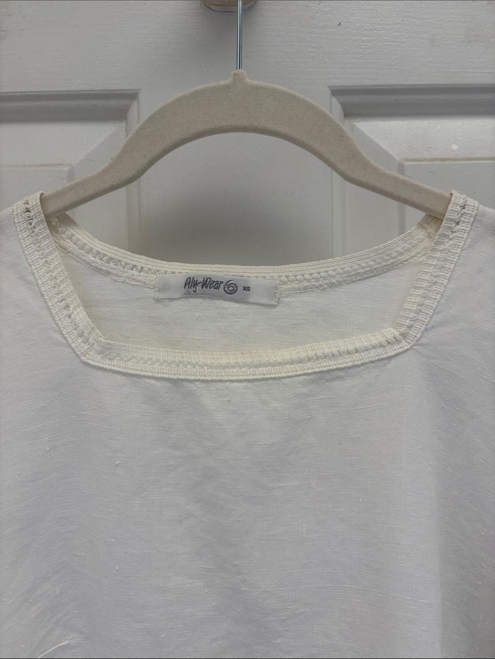 White Square Neck Linen Top - Picture 3 of 7